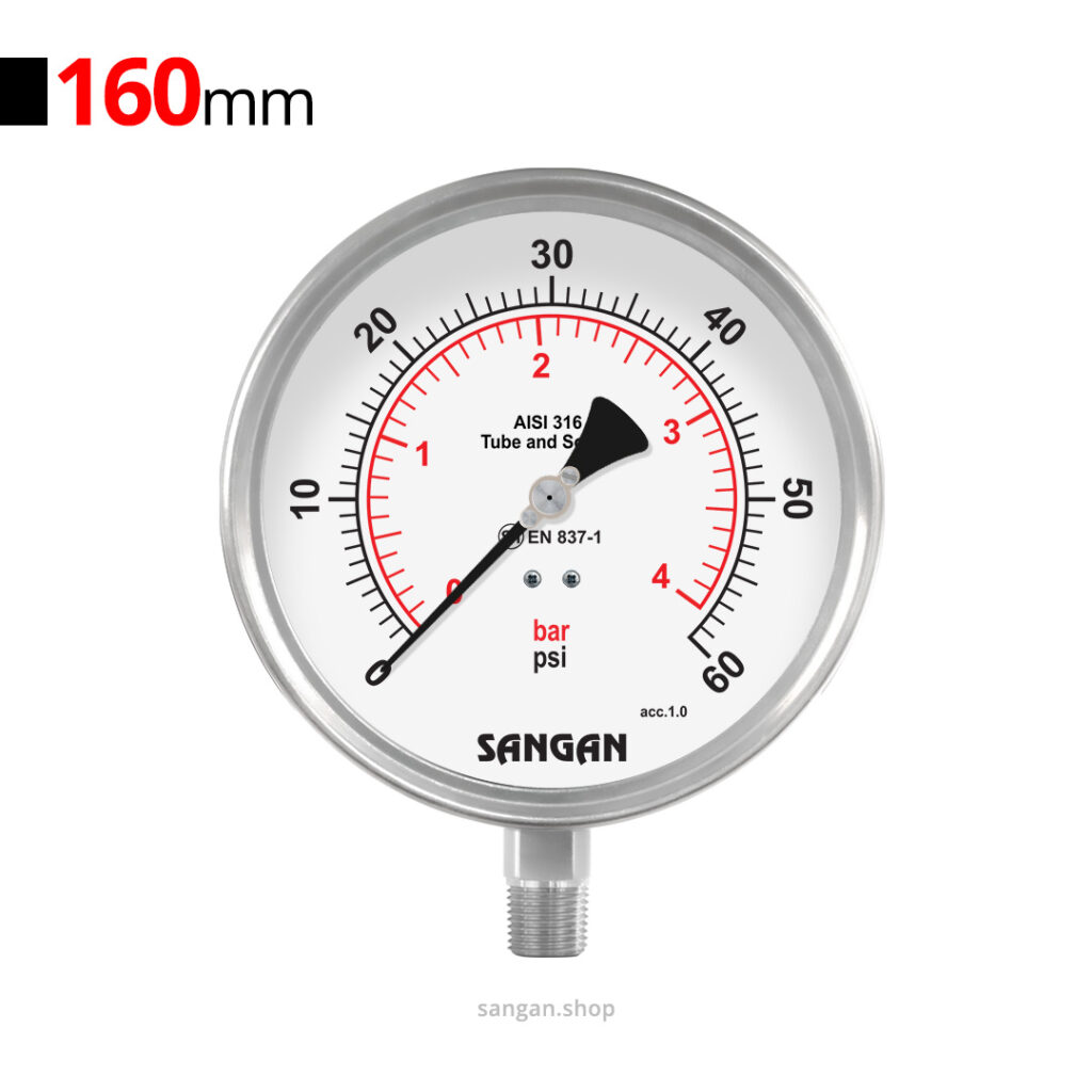 گیج فشار عمودی 60psi سنگان مدل PG18/A