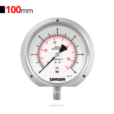 گیج فشار عمودی 6bar سنگان مدل PG18/C فلنج دار