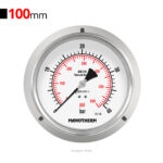 گیج فشار افقی 40bar مانوترم فلنج دار