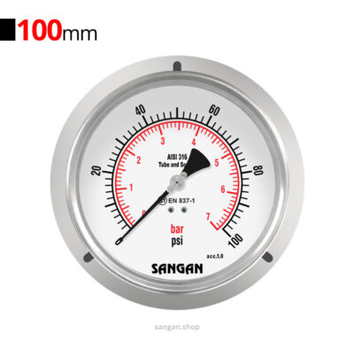 گیج فشار افقی 100psi سنگان مدل PG18/E فلنج‌دار