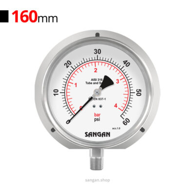 گیج فشار عمودی 60psi سنگان مدل PG18/C فلنج‌دار