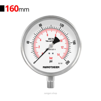  گیج فشار عمودی 200psi مانوترم