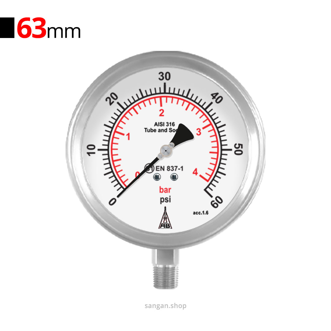 132 گیج فشار برند AB مدل PG18/A