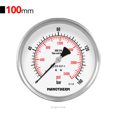 گیج فشار افقی 160bar مانوترم