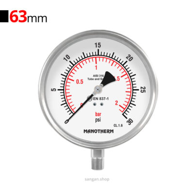 گیج فشار عمودی 63mm,30psi مانوترم