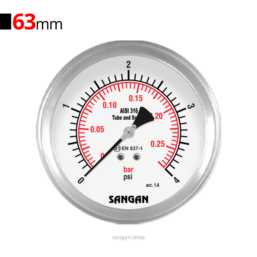 گیج فشار افقی 4psi سنگان مدل PG18/J