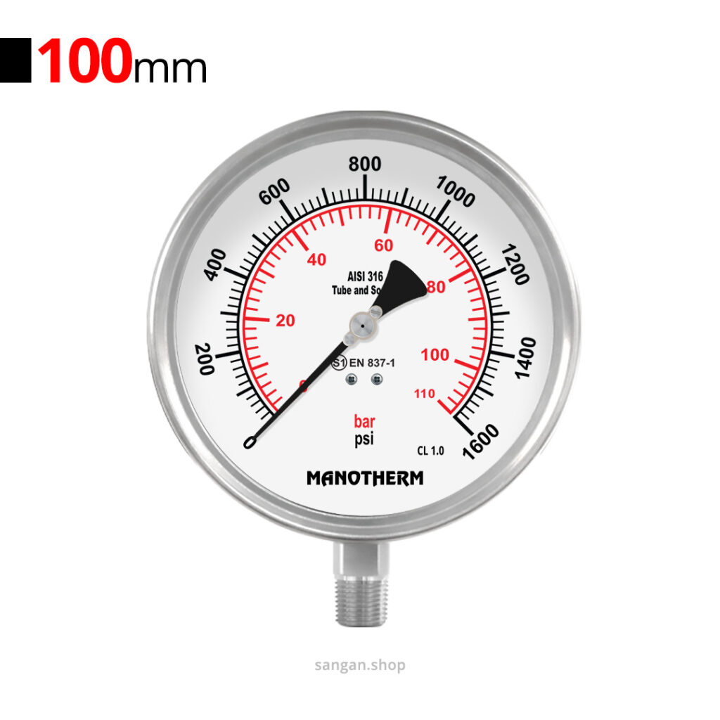 گیج فشار عمودی 1600psi مانوترم
