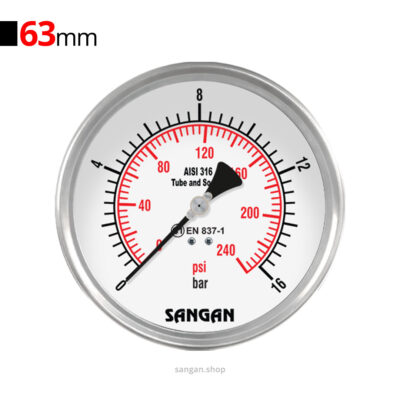 گیج فشار افقی 16bar سنگان مدل PG18/B براکت‌دار