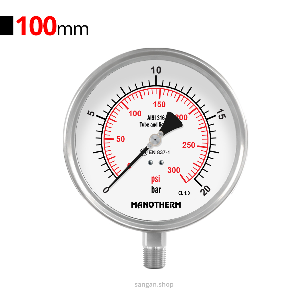 32 گیج فشار عمودی 20bar مانوترم