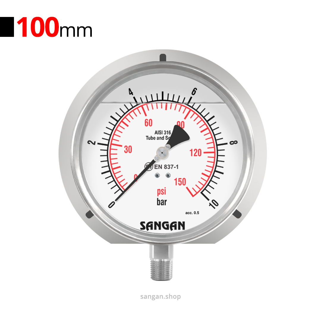 33 گیج فشار روغنی 10bar سنگان مدل PG18/C دقت 0.5 درصد