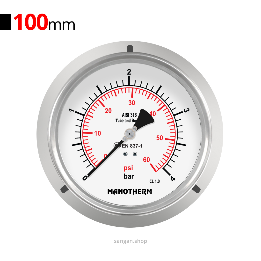 41 گیج فشار افقی 4bar مانوترم فلنج دار