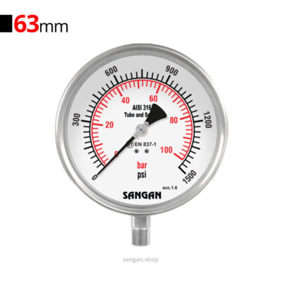 گیج فشار عمودی 1500psi سنگان مدل PG18/A