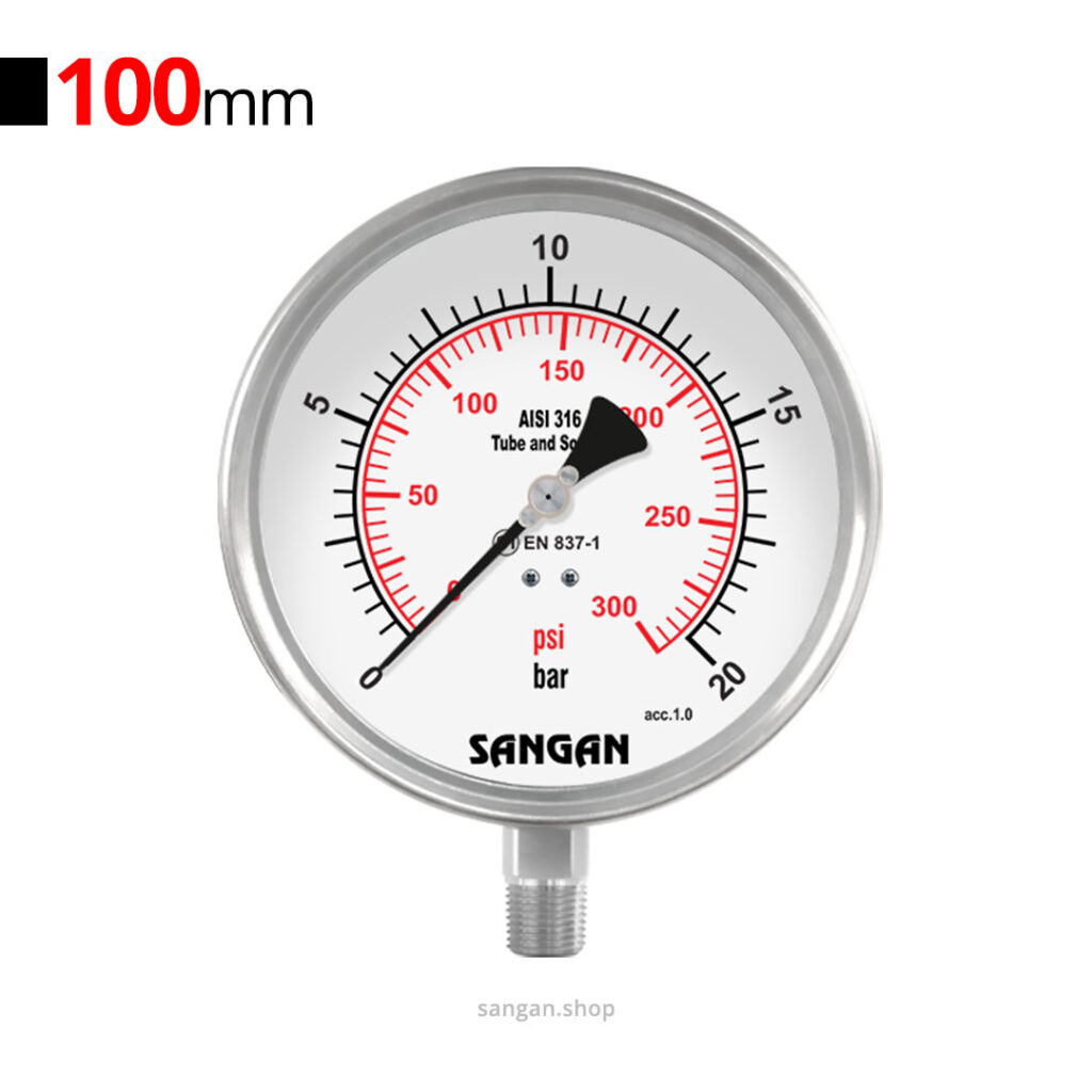 گیج فشار عمودی 20bar سنگان مدل PG18/A