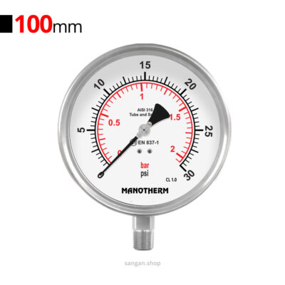 گیج فشار عمودی 30psi مانوترم