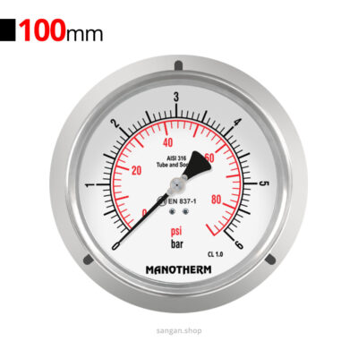 گیج فشار افقی 6bar مانوترم فلنج دار