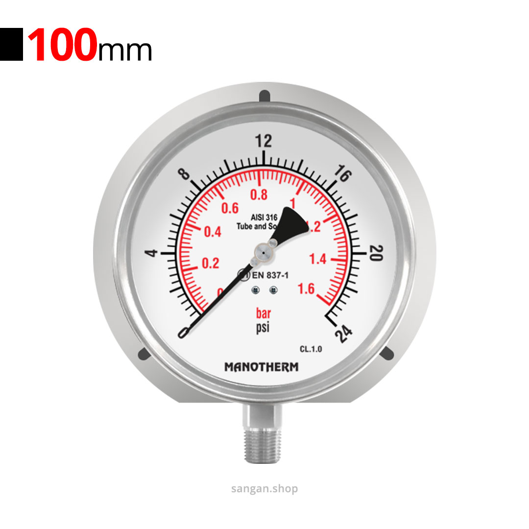 109 گیج فشار عمودی 24psi مانوترم فلنج دار
