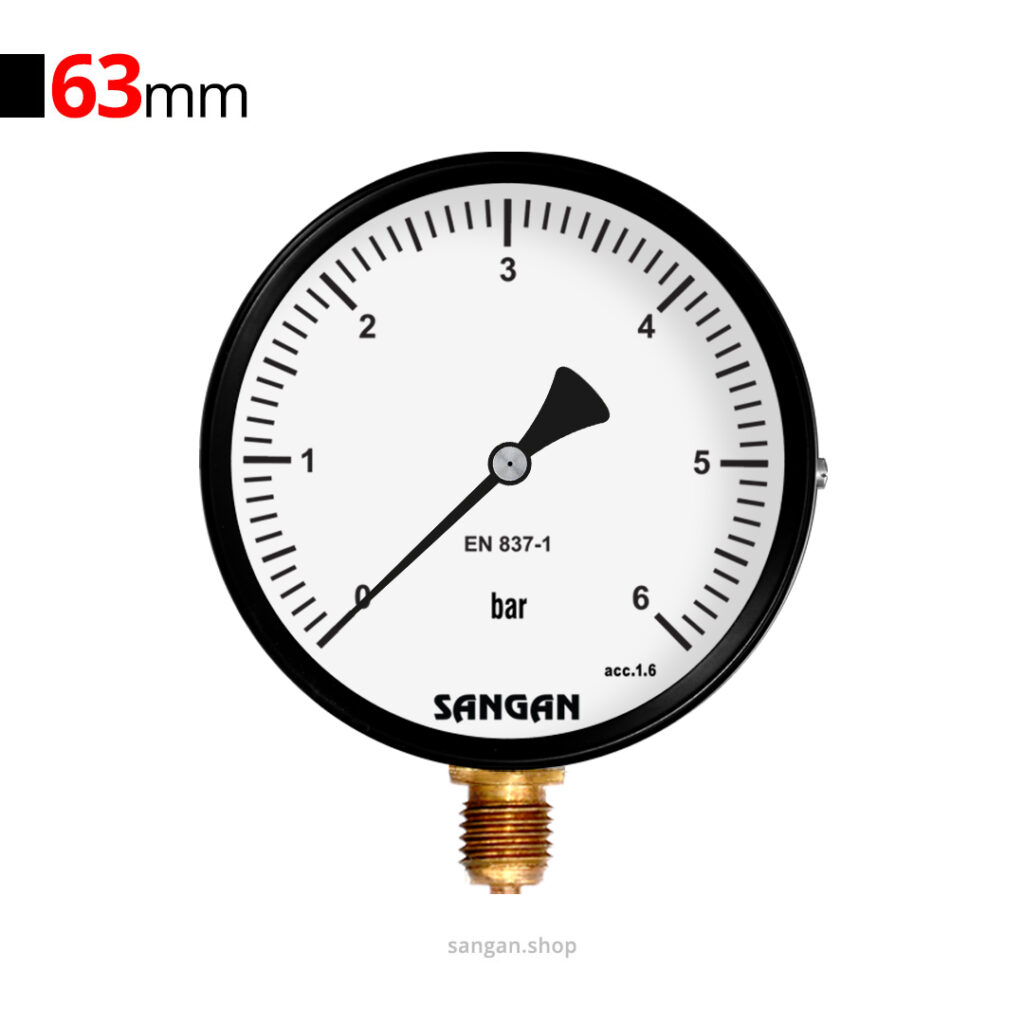 گیج فشار عمودی 6bar سنگان مدل PG1/A