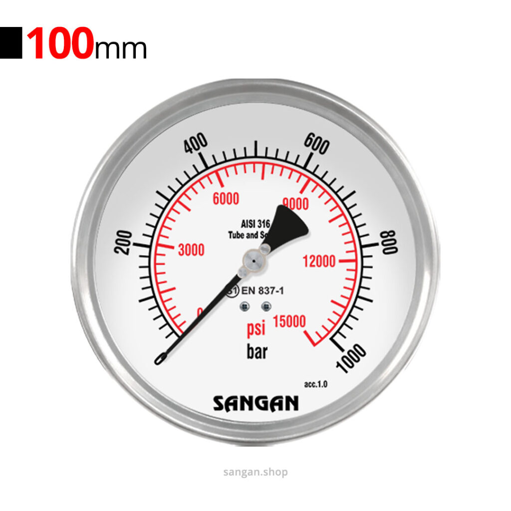 گیج فشار افقی 1000bar سنگان مدل PG18/D