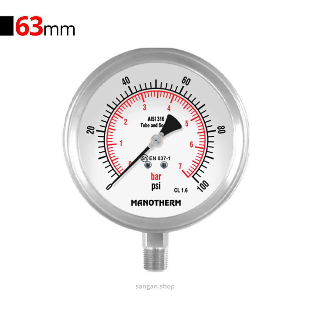 گیج فشار عمودی 100psi مانوترم