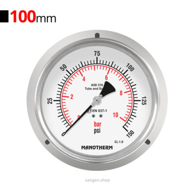 گیج فشار افقی 150psi مانوترم فلنج‌دار