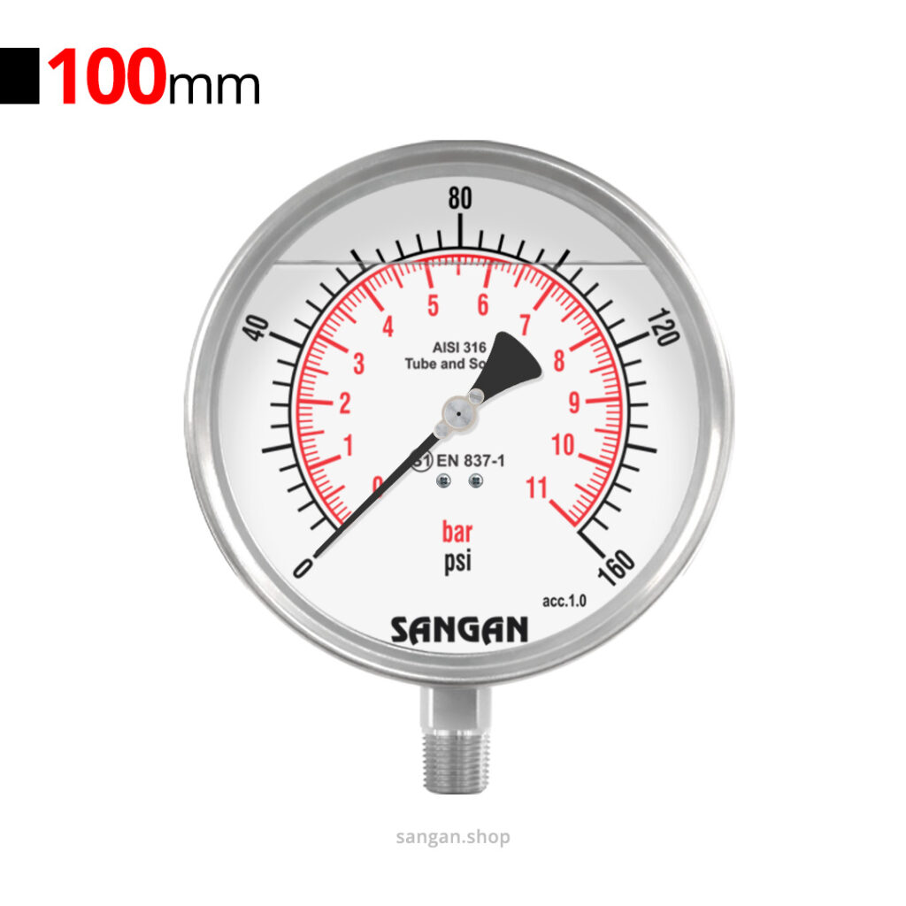 گیج فشار روغنی 160psi سنگان