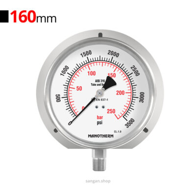 گیج فشار عمودی 3500psi مانوترم فلنج دار