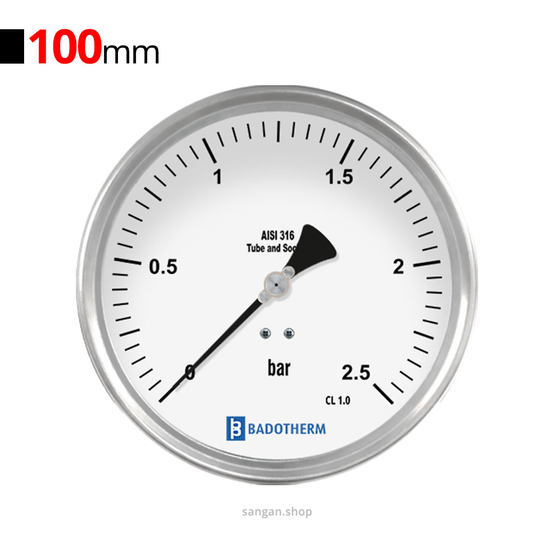 188 گیج فشار افقی 2.5bar بادوترم