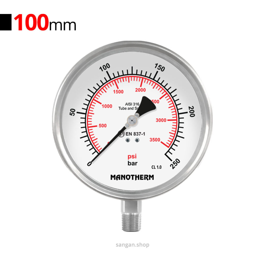 گیج فشار عمودی 250bar مانوترم