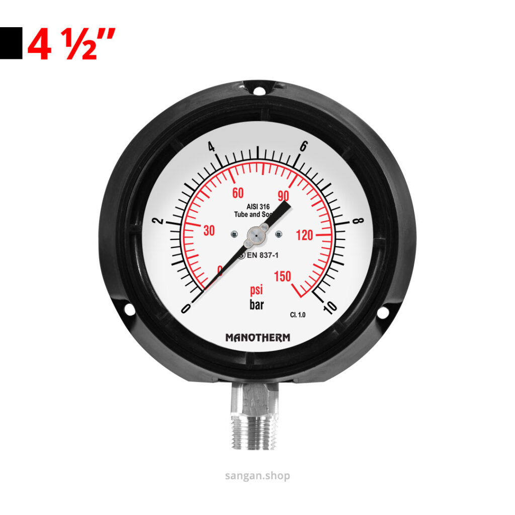 گیج فشار عمودی فنولیک 10bar مانوترم تابلویی