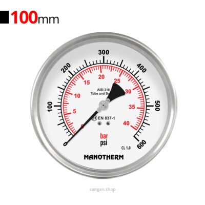 گیج فشار افقی 600psi مانوترم