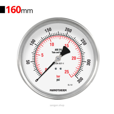 گیج فشار افقی 350psi مانوترم
