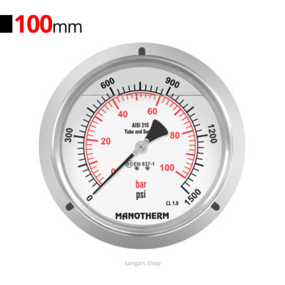 گیج فشار روغنی افقی 1500psi مانوترم فلنج دار