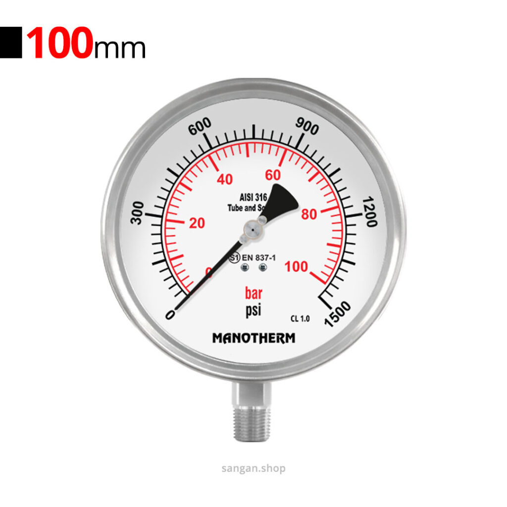 گیج فشار عمودی 1500psi مانوترم