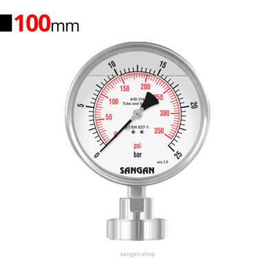 گیج فشار روغنی 25bar + دیافراگم سیل بهداشتی سنگان