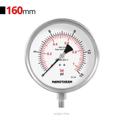 گیج فشار عمودی 15psi مانوترم