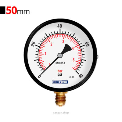 گیج فشار برنجی عمودی 80psi برند Lucky Pro