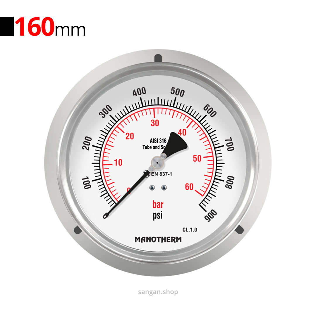 121 گیج فشار افقی 900psi مانوترم فلنجدار