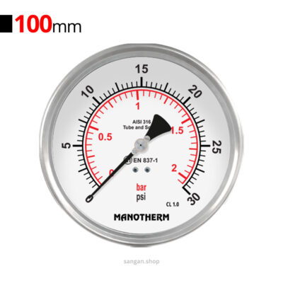 گیج فشار افقی 30psi مانوترم