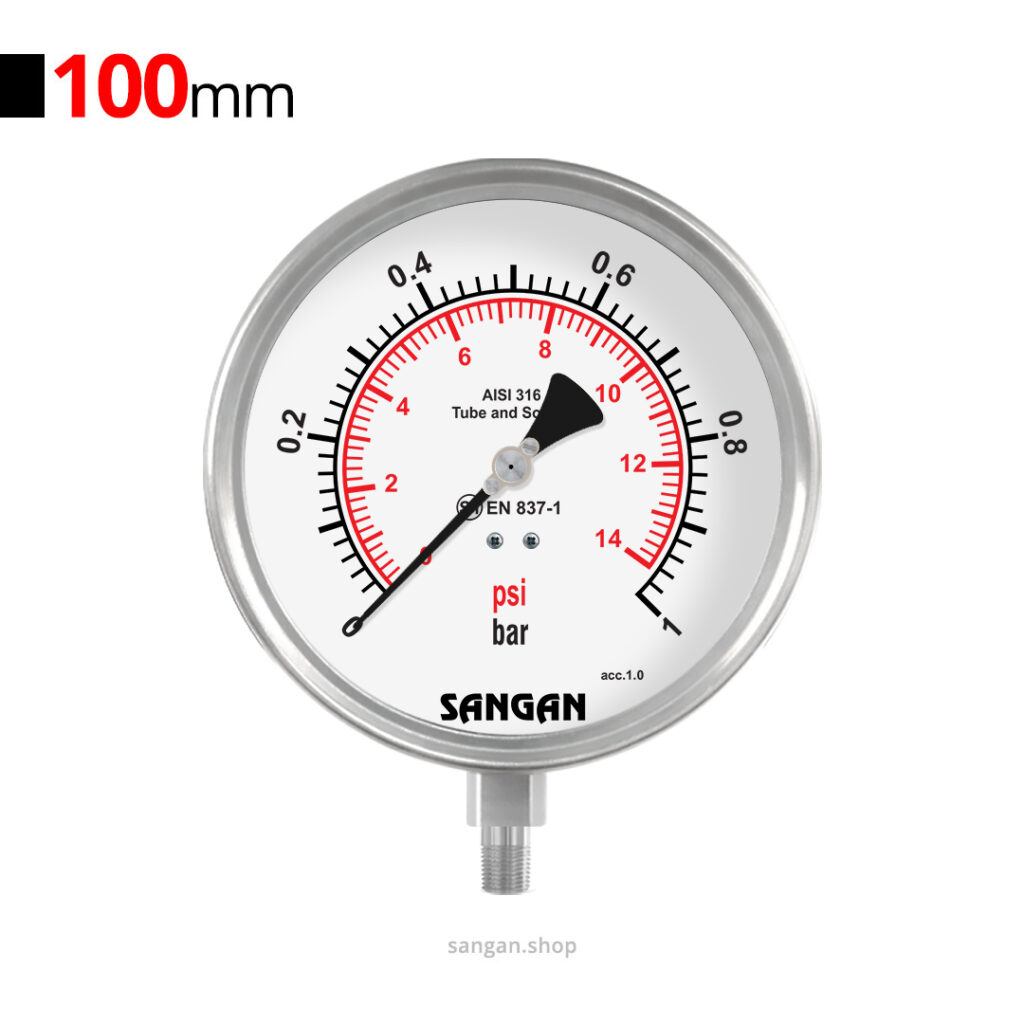 گیج فشار عمودی 1bar سنگان مدل PG18/A