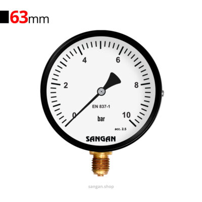 گیج فشار برنجی عمودی 10bar سنگان مدل PG1/A
