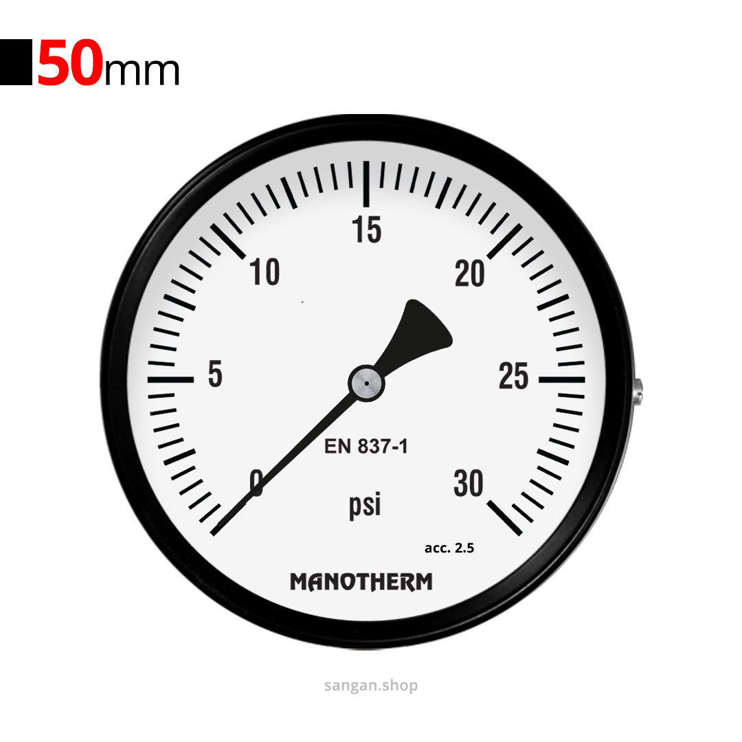 226 گیج فشار برنجی افقی 30psi مانوترم