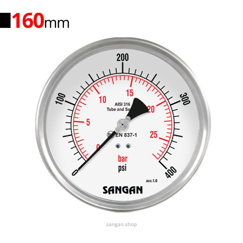 گیج فشار افقی 400psi سنگان مدل PG18/D