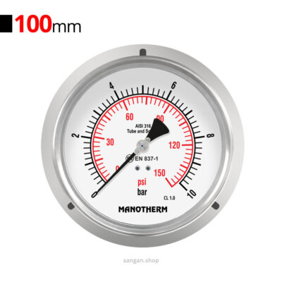 گیج فشار افقی 10bar مانوترم فلنج دار
