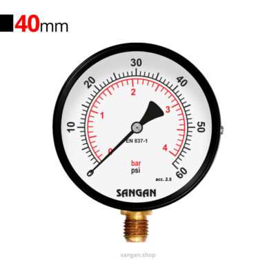 گیج فشار برنجی عمودی 60psi مدل PG1/A سنگان