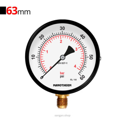گیج فشار برنجی عمودی 60psi مانوترم
