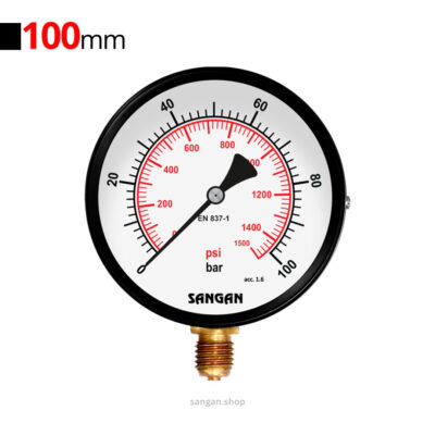 گیج فشار برنجی عمودی 100bar مدل PG1/A سنگان