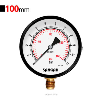 گیج فشار برنجی عمودی 11bar مدل PG1/A سنگان