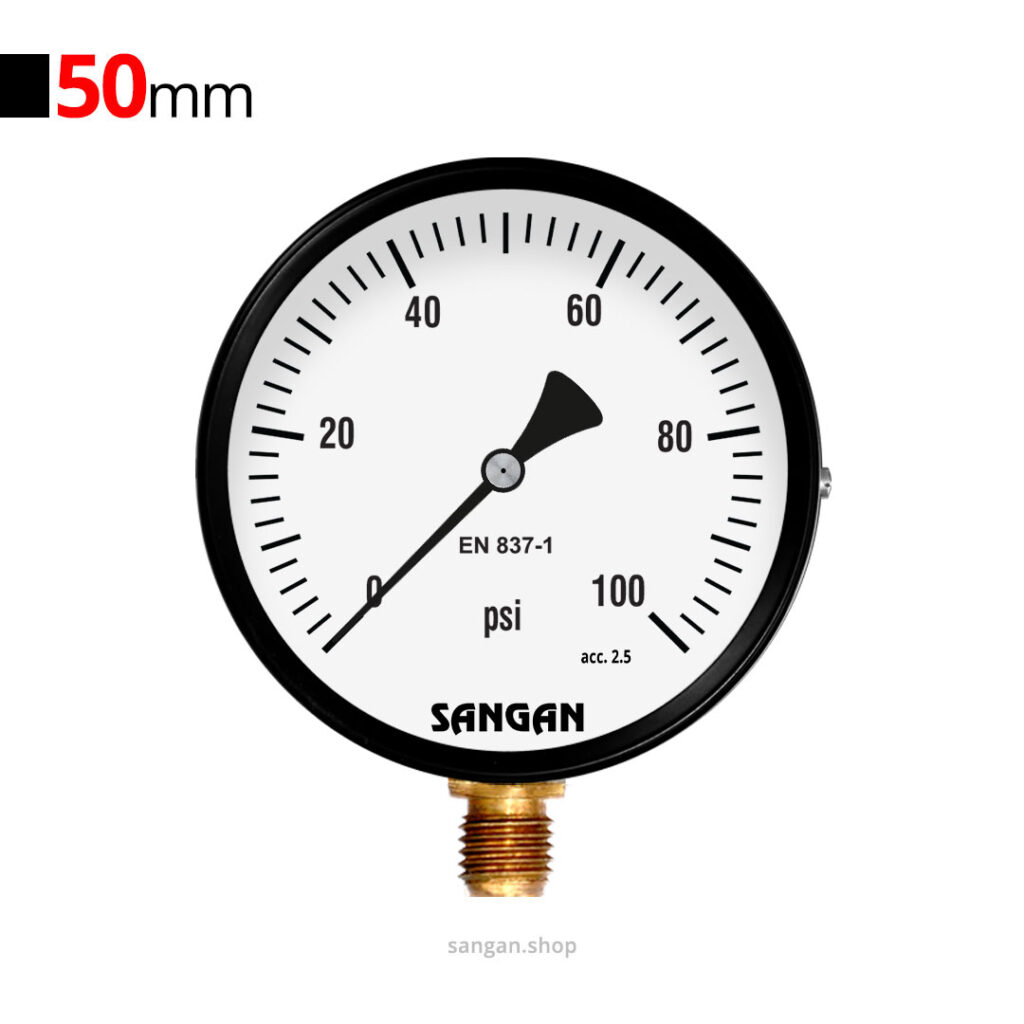 گیج فشار برنجی عمودی 100psi مدل PG1/A سنگان