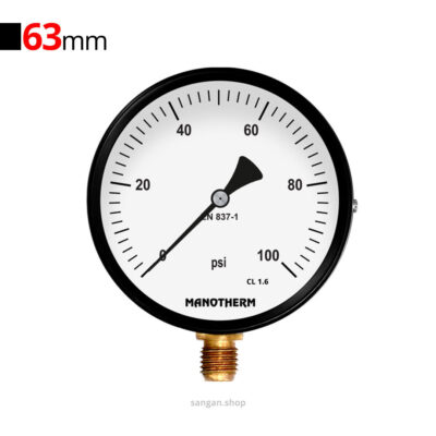گیج فشار برنجی عمودی 100psi‌ مانوترم