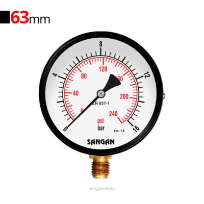 گیج فشار برنجی عمودی 16bar مدل PG1/A سنگان